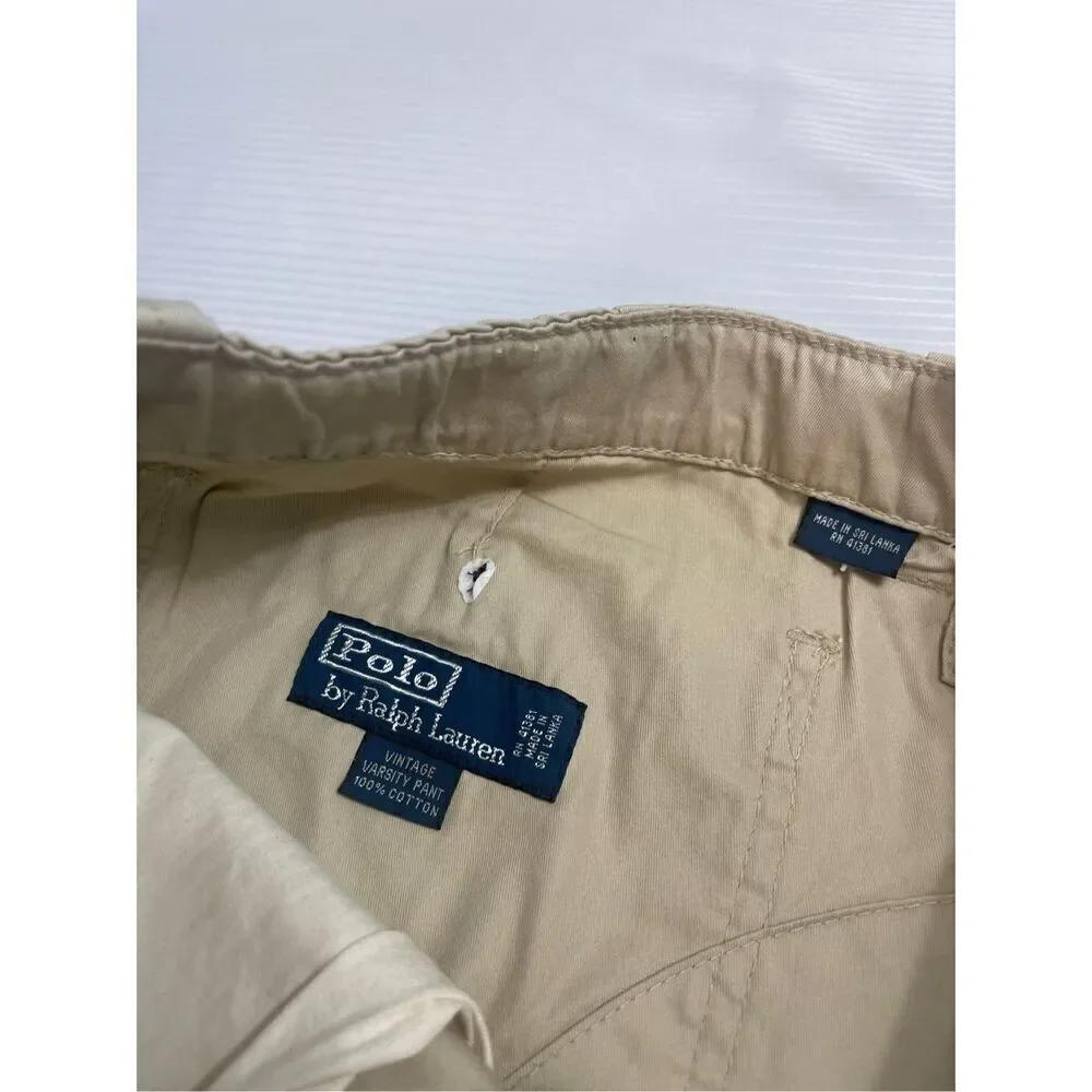 NWT Polo Ralph Lauren Spring Beige Vintage Varsity Chino Pants Size 36 X 29 New